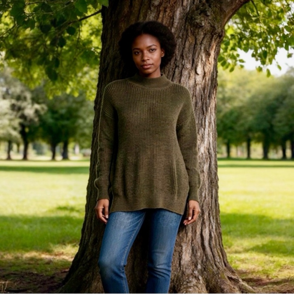 ABOUND By Nordstrom Olive Green Mock Turtleneck Sweater Size Xtr Small